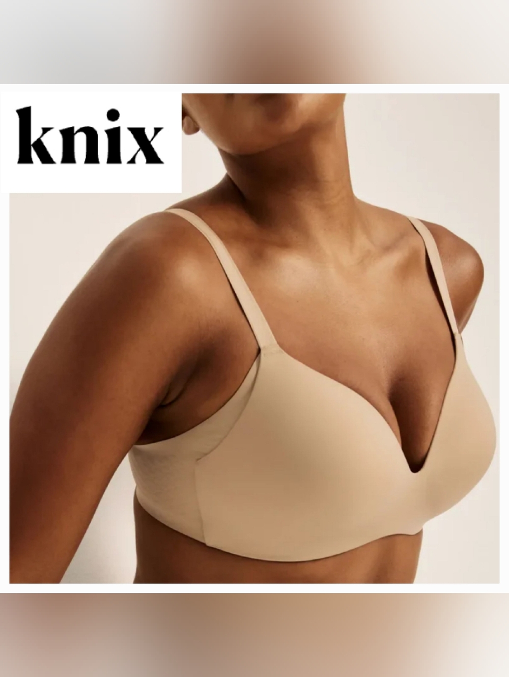 KNIX WingWoman Wireless Contour Bra Beige Warm Sand Sz 8+ US XXL